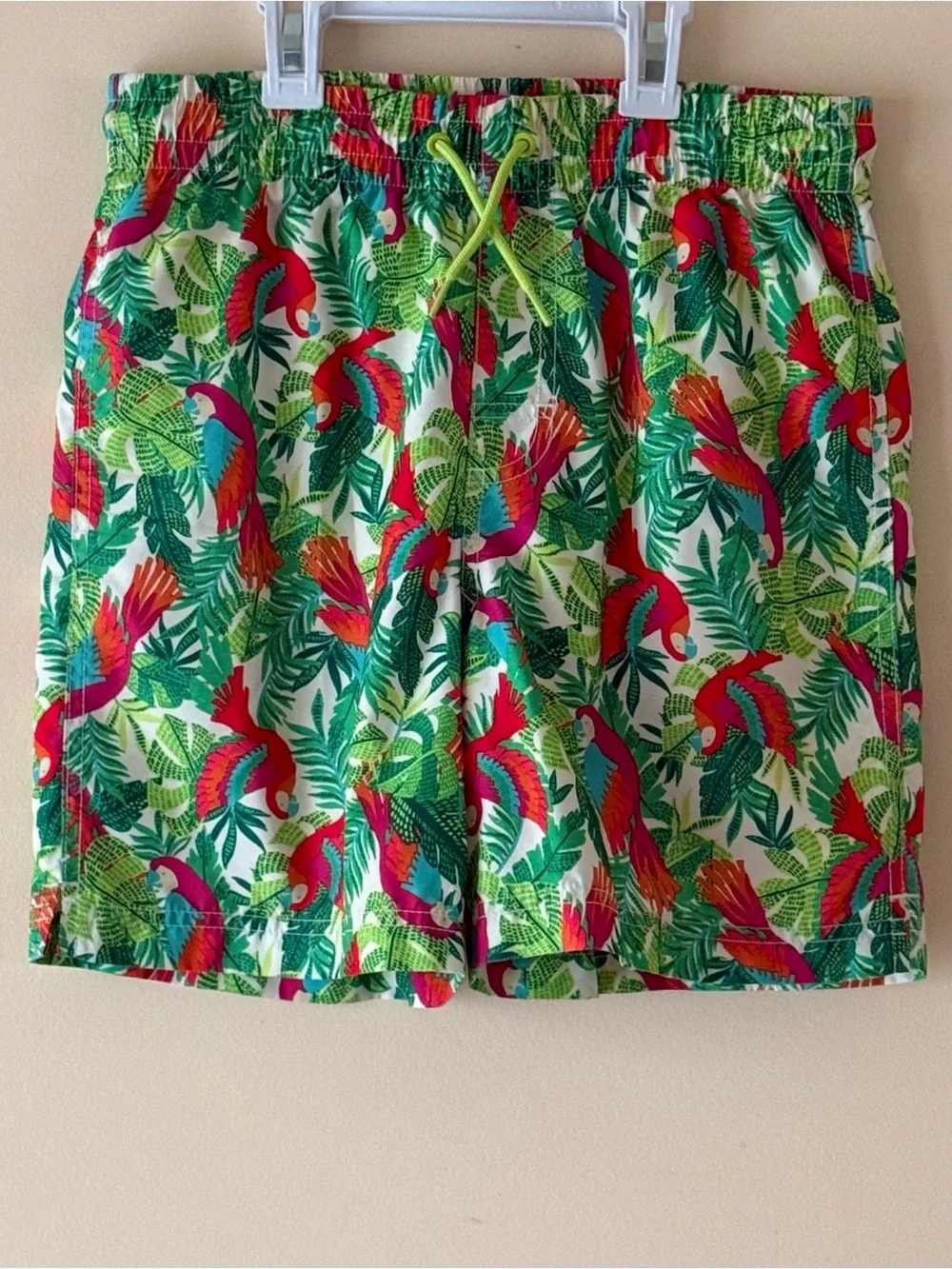 Old Navy Boys Tropical Swim Shorts - Hibiscus & Parrot Print, Size XL (14-16)